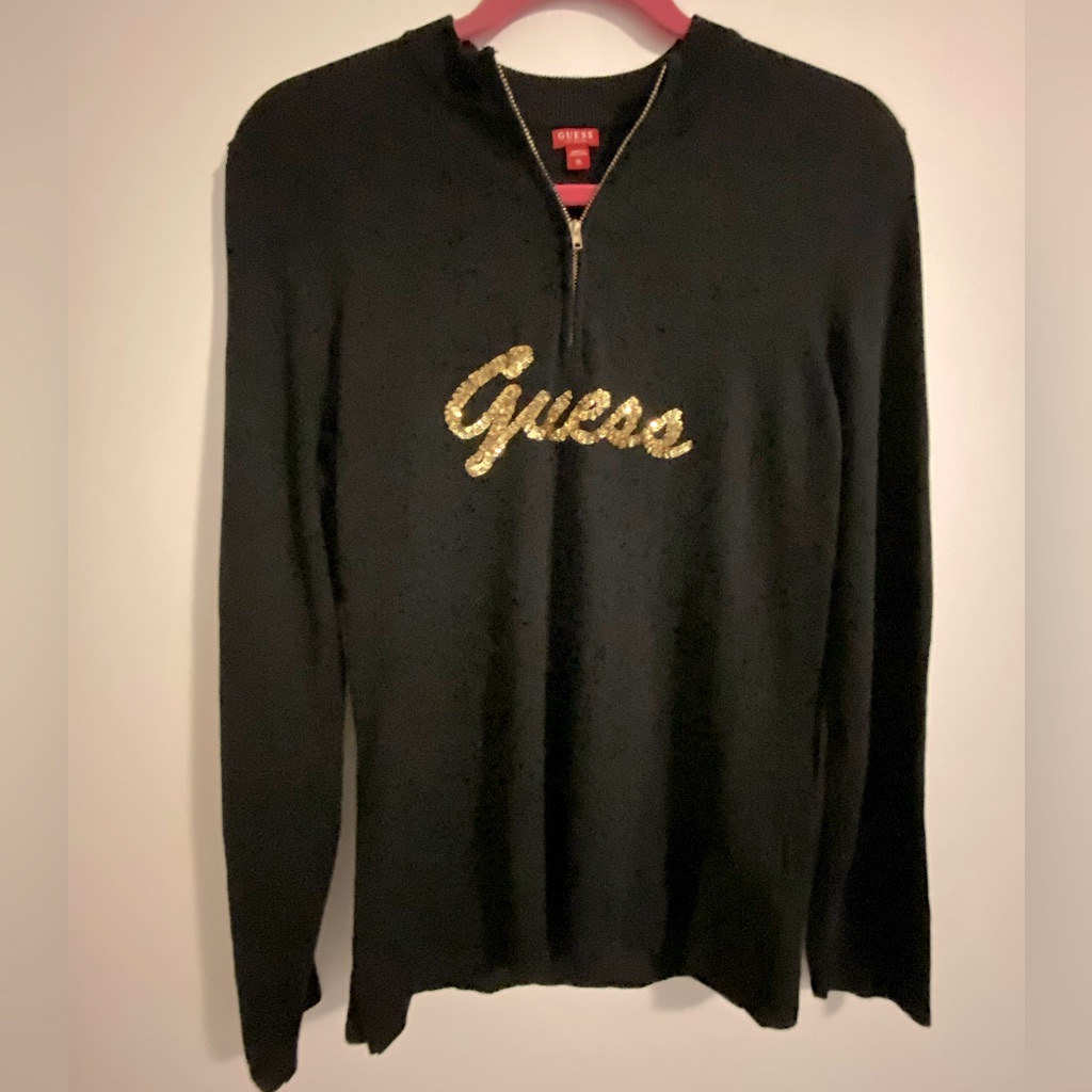 Guess Black Quarter Zip Sweatshirt